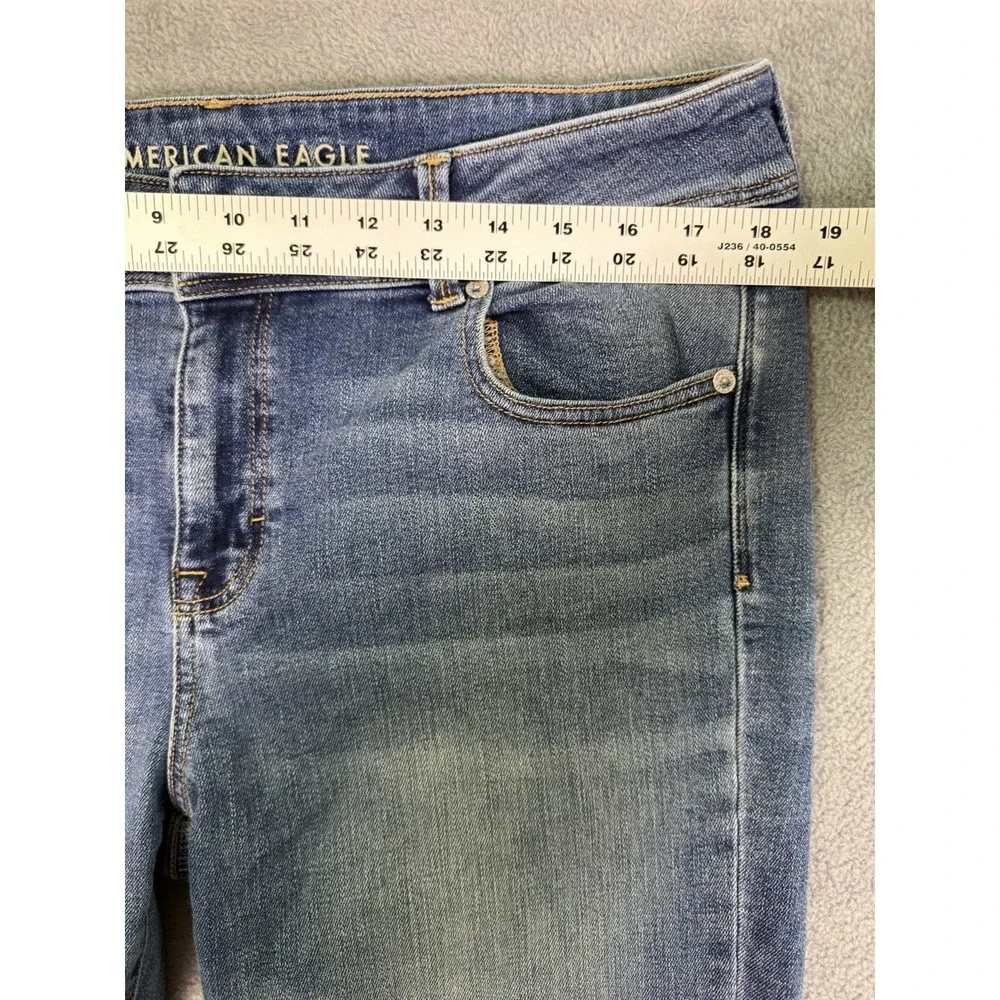 American Eagle Jeans Womens 16 Long Blue Kick Boot Medium Wash Mid Rise